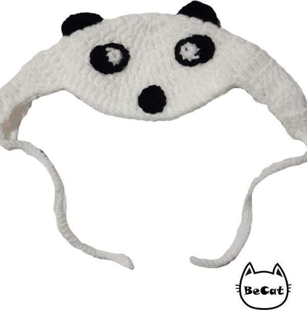 Be Cat Panda Model Örgü Kedi Başlığı & Şapka Aksesuarı - Image 1