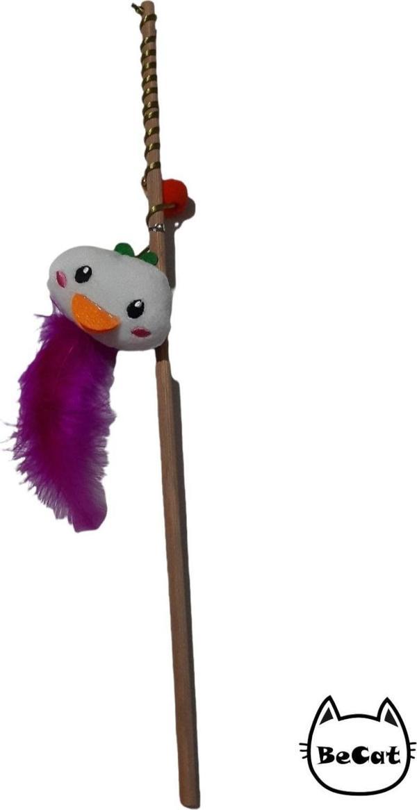 Be Cat Peluş Oyuncak Ördek Figürlü Çanlı Kedi Oltası - Image 1