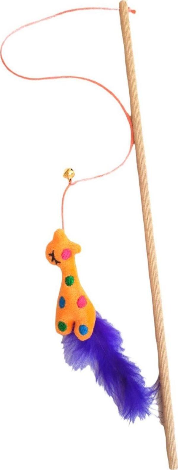 Be Cat Peluş Zürafa Oyuncaklı Çanlı Kedi Oltası - Image 1