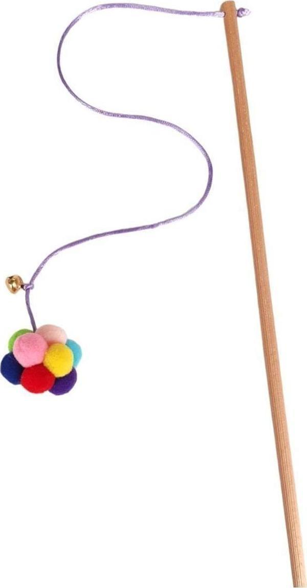 Be Cat Ponponlu Kedi Oltası Toplu Çanlı & Sesli Top Oyuncaklı Olta - Image 1