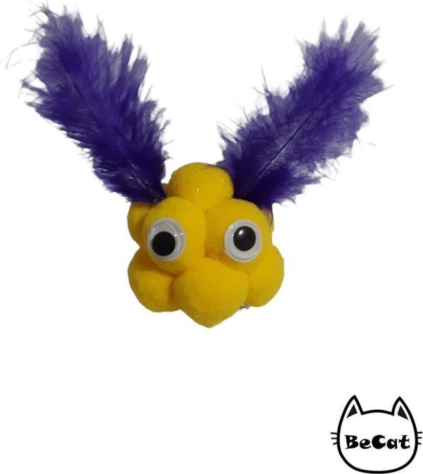 Be Cat Ponponlu Oyuncaklı Tüylü Kedi Oyun Topu - Image 1