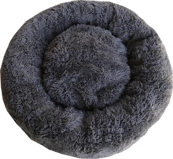 Brt Pet Peluş Simit Kedi Yatağı, Küçük Irk Köpek Yatağı, 55 Cm Çap - Image 1
