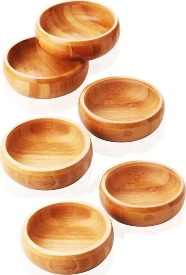 Bambu Yuvarlak 6 lı Lüks Çerezlik 9,5 x 3 cm - Image 1