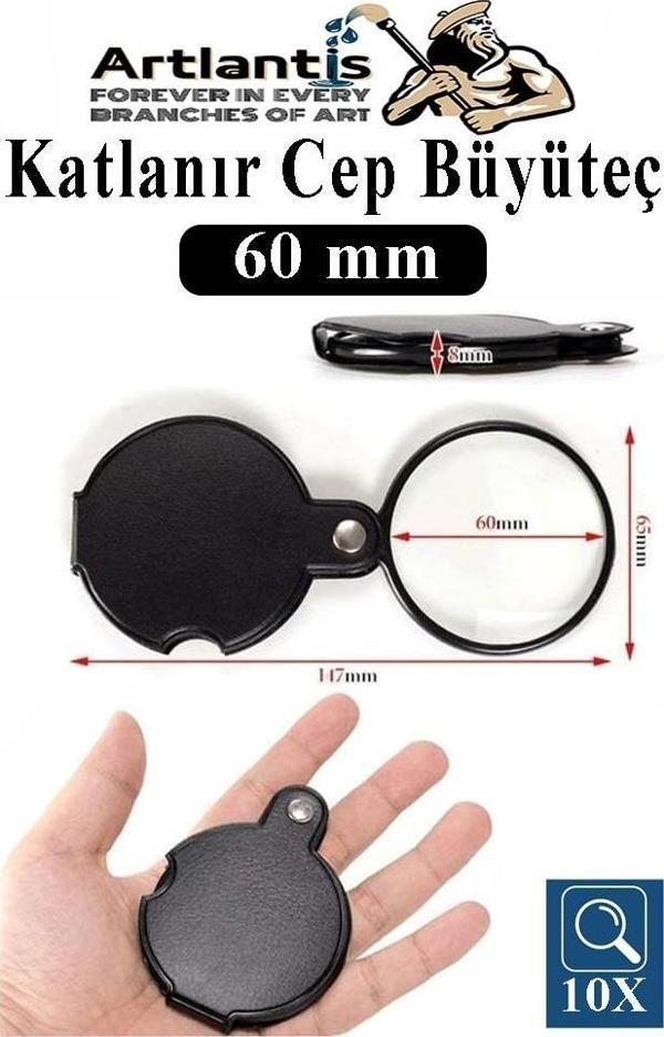 Katlanır Cep Büyüteç 60 mm 1 Adet 10X Büyütme Lens Cepte Taşınan Optik Lens Mercek Okuma Büyüteci Mini Cep El Büyüteci - Image 1