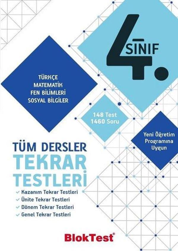 4.Sınıf Tüm Dersler Tekrar Testleri - Bloktest Yayınları - Image 1