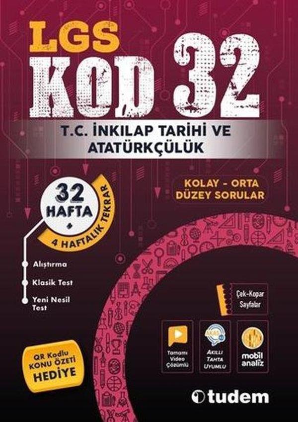 LGS T.C. İnkılap Tarihi ve Atatürkçülük Kod 32 - Tudem Yayınları - Ders Kitapları - Image 1
