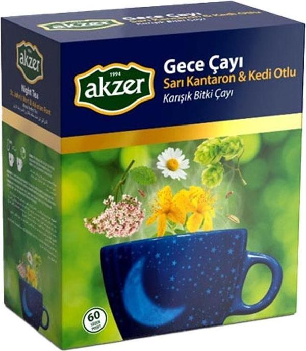 Akzer Gece Çayı Sarı Kantoron Ve Kedi Otlu 60 Lı - Image 1