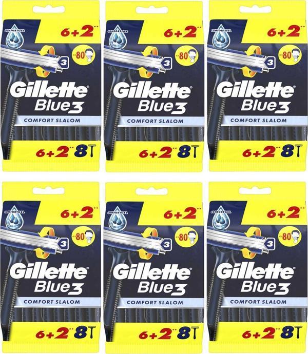 Gillette Blue 3 Tıraş Bıçağı 6 + 2'li Poşet Comfort Slalom -6  Paket - Image 1