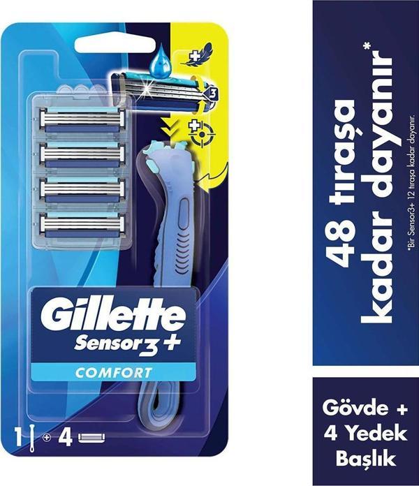 Sensor3+ Comfort 4'lü Yedek Bıçağı Başlıklı Tıraş Makinesi - Image 1