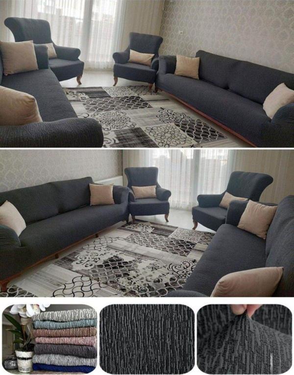 Bibaha Jakarlı Ev Çekim 3 3 1 1 Lastikli Koltuk Örtüsü Takımı Kanepe Çekyat Örtüsü Koltuk Kılıfı - Image 1