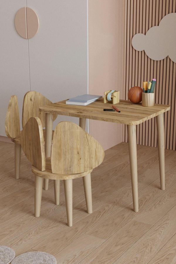 Yüceer Home Montessori Çocuk Masası Oyun Masası Kanguru Aktivite Masası 2 Adet Sandalyeli - Image 1