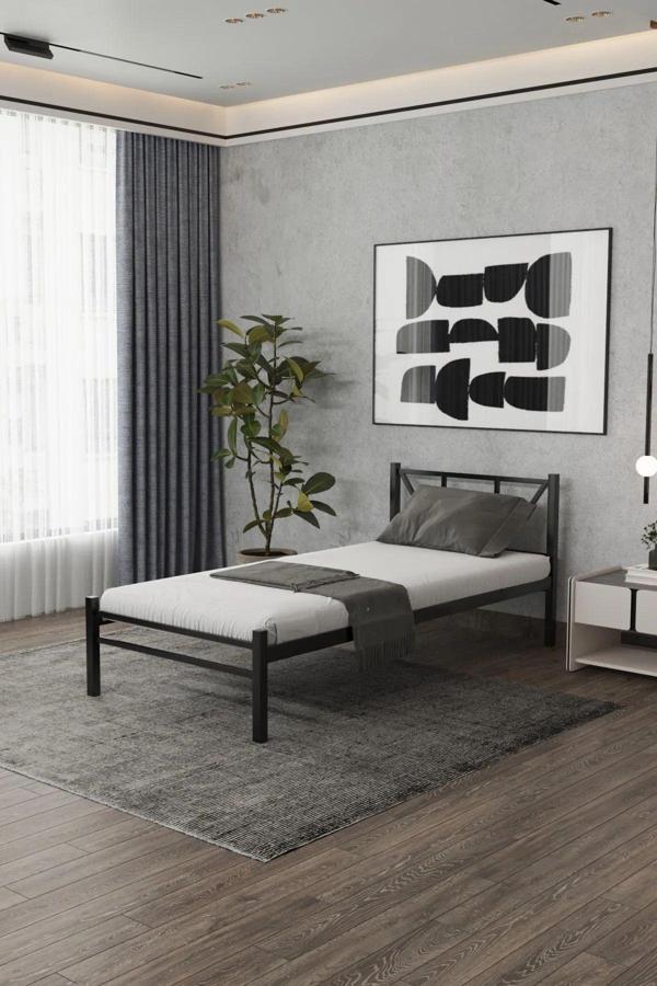 Yüceer Home Tek Kişilik Metal Karyola, Tek Kişilik Ferforje Karyola, 90X200 Cm - Image 1