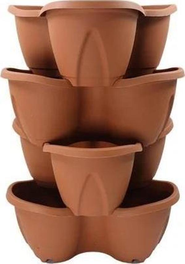 Omnipazar SO-PKS3 Pmukkale Dekoratif Saksı Çilek Saksı 4'lü Set 12.5 Litre Kiremit No 3 - Image 1