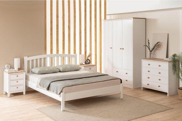 AlfaCountry Mobilya Nil Modern İnci Beyaz Çift Kişilik Karyola - Image 1