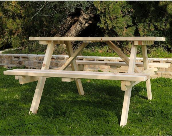 AlfaCountry Mobilya Piknik Masası 4-6 Kişilik Doğal Ahşap - Image 1