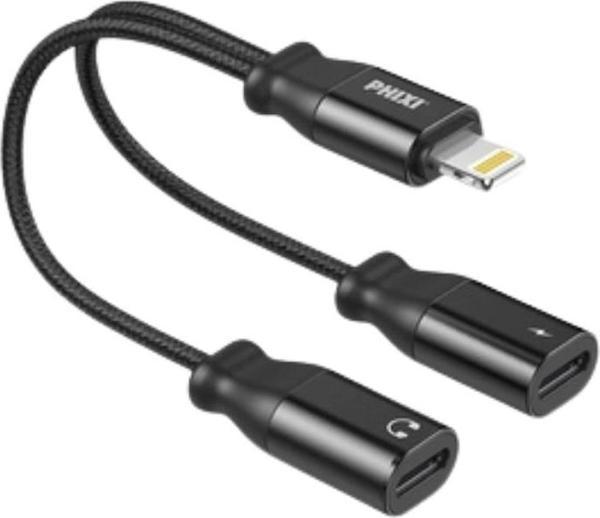 Phixi Basic CA114 Lightning to 2x Lightning Çevirici Kablo - Hasır Örgü, Karışmaz Tasarım, 3.5mm Jac - Image 1
