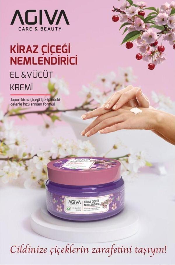 Agiva Kiraz Çiçeği Nemlendiricili El ve Vücut Kremi 300 ml - Image 1