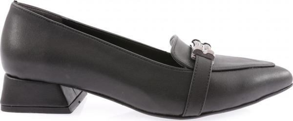 Kadın Sivri Burun Silver Taşlı Topuklu Loafer Siyah 1252328 - Image 1