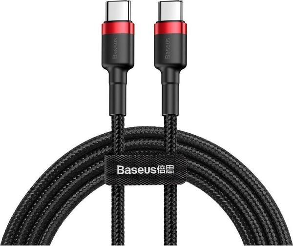 Baseus CATKLF-H91 Cafule PD 2.0 60W Type-C Kablo 3A 2 mt Kırmızı+Siyah - Image 1