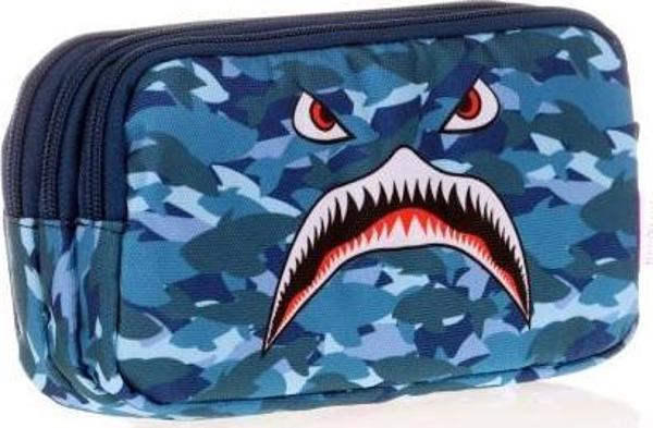 Kaukko Kıds&love L8123 3 Bölmeli Kalem Çantası Square Shark - Image 1