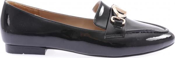 Kadın Üzeri V Toka Loafer Siyah Kırışık Rugan 26521085 - Image 1