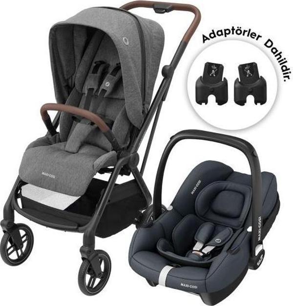 Maxi-Cosi Leona2-Cabriofix I-Size Tek Elle Katlanabilen Ultra Kompakt Çift Yönlü Seyahat Sistem Bebek Arabası Grey-Graph - Image 1