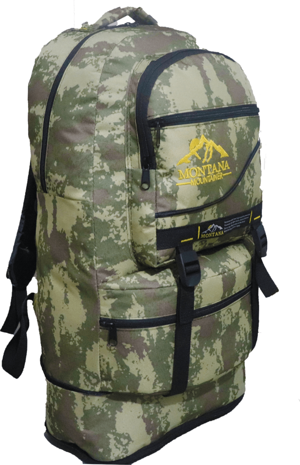 MONTANA Mountainer 55+10 Litre Körüklü Siyah Su Geçirmez Çok Gözlü Seyahat-Dağcı-Kampçı Sırt Çantası - Image 1