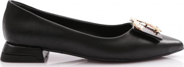 Kadın Yaprak Broşlu Babet Siyah 39872534 - Image 1