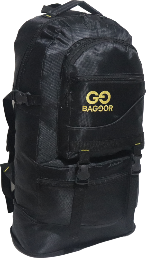 BAGGOR 65 Litre Körüklü Siyah Su Geçirmez Çok Gözlü Laptop Bölmeli Kampçı-Seyahat-Dağcı Sırt Çantası - Image 1