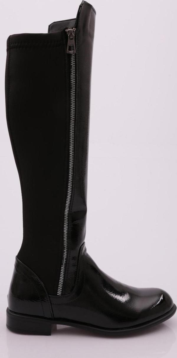 DGN 504 KADIN ARKASI STRETCH YANI FERMUARLI KNEE HİGH FLATS ÇİZME - Image 1