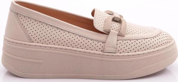 Kadın Metal Tokalı Loafer Ayakkabı Ekru 5912678 - Image 1