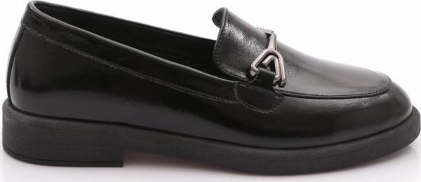 Kadın Aksesuarlı Loafer Ayakkabı Siyah Rugan 8152678 - Image 1