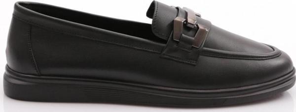 Kadın Metal Tokalı Loafer Ayakkabı Siyah Napa 1092363 - Image 1