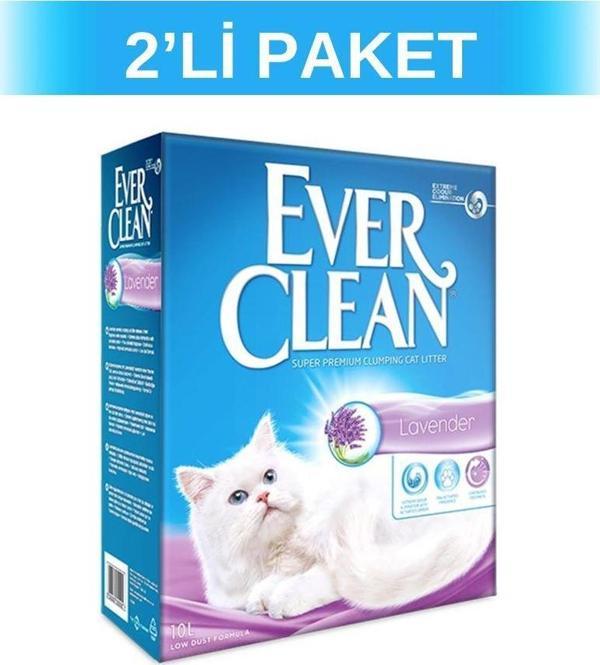 Ever Clean Levander Lavanta Kokulu Topaklaşan Kedi Kumu 10 lt 2 Adet - Image 1