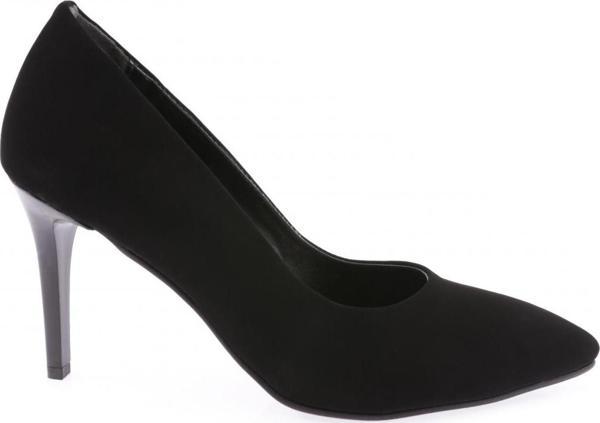 Kadın Sivri Burun Stiletto 11P Topuklu Ayakkabı Siyah Velvet 221212674 - Image 1