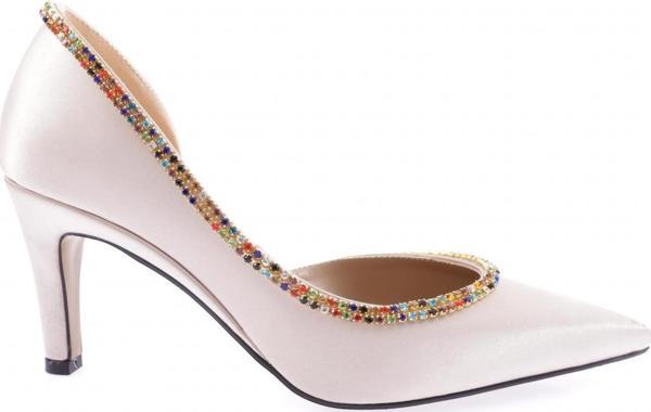 Kadın Transparan Detaylı Stiletto Bej Saten 24393261 - Image 1