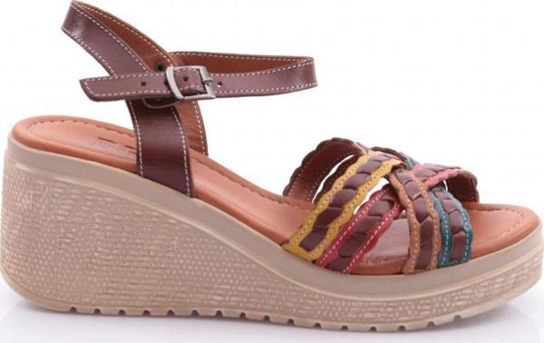 Kadın Dolgu Taban İkili Çapraz Bantlı Sandalet Kahve Multi 2369318 - Image 1