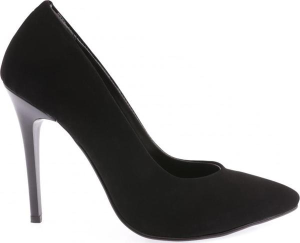 Kadın Sivri Burun Stiletto 15P Topuklu Ayakkabı Siyah Velvet 261212674 - Image 1