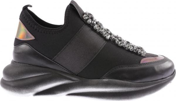 Kadın Strech Detaylı Kristal Taşlı Sneakers Ayakkabı Siyah 3333137 - Image 1