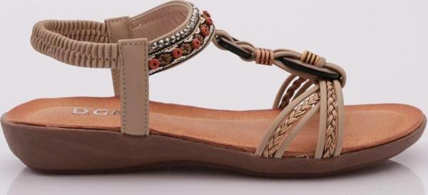 Kadın Düz Taban Örgülü Detaylı Sandalet Vizon 31512328 - Image 1