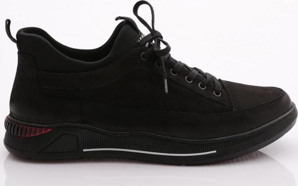Erkek Bağcıklı Sneaker Ayakkabı Siyah Nubuk 35121023210 - Image 1