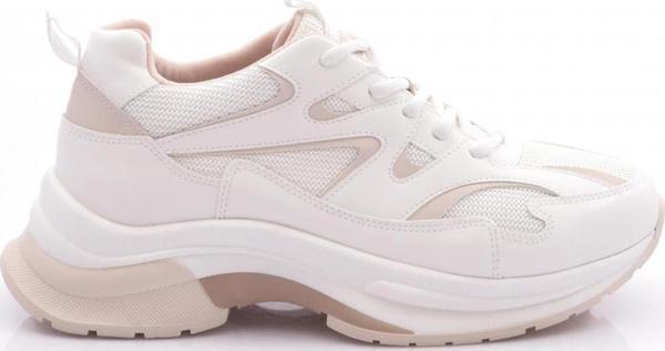 Kadın Bağcıklı Spor Ayakkabı Beyaz Bej 412743138 - Image 1
