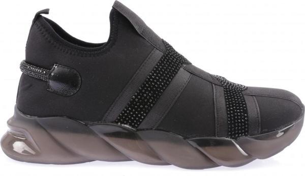 Kadın Kalın Taban Silver Taşlı Sneakers Ayakkabı Siyah 4213137 - Image 1