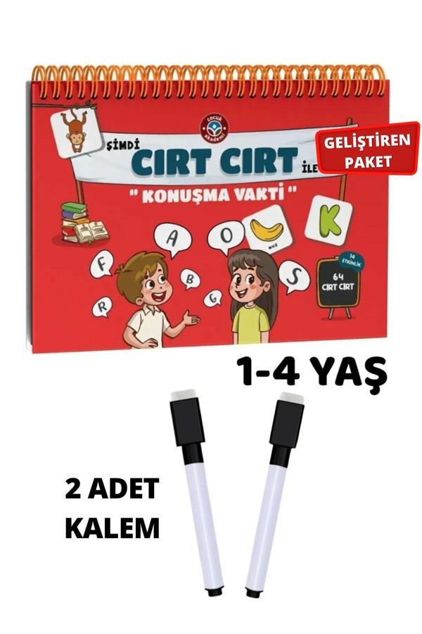 Çocuk Akademi Cırt Cırt Ile Konuşma Vakti Aktiviteli Etkinlik Kitabı Ve 2 Tane Silme Özellikli Kalem - Image 1