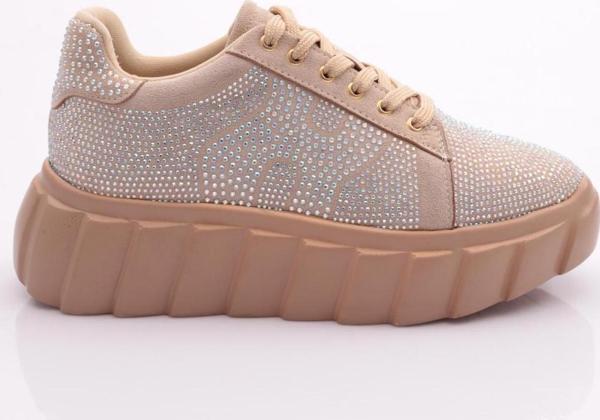 Kadın Bağcıklı Kalın Taban Sneaker Ayakkabı Bej 61233410 - Image 1