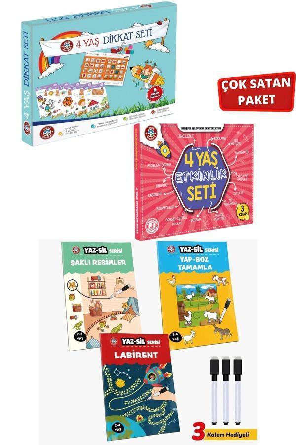 Çocuk Akademi 4 Yaş Dikkat-Etkinlik Seti Ve Yaz Sil Serisi-1 - Image 1