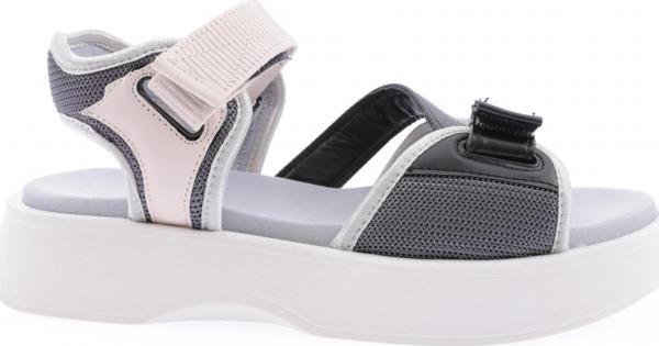 Kadın Cırtlı Bantlı Sandalet Buz Siyah 59353138 - Image 1