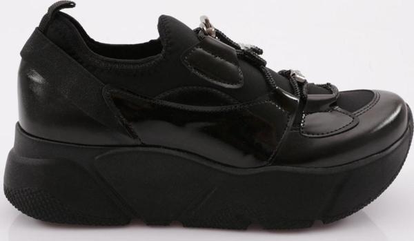 Kadın Strech Mega Kalın Taban Sneakers Ayakkabı Siyah 7513116 - Image 1
