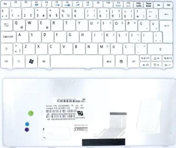 İnfostar Acer Aspire D260 Uyumlu Notebook Klavyesi  Beyaz - TR - Image 1