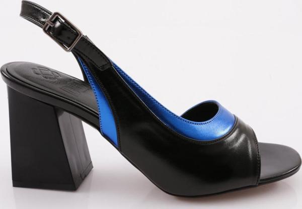 Kadın Kalın Bantlı Topuklu Sandalet Saks Açma 94521033 - Image 1